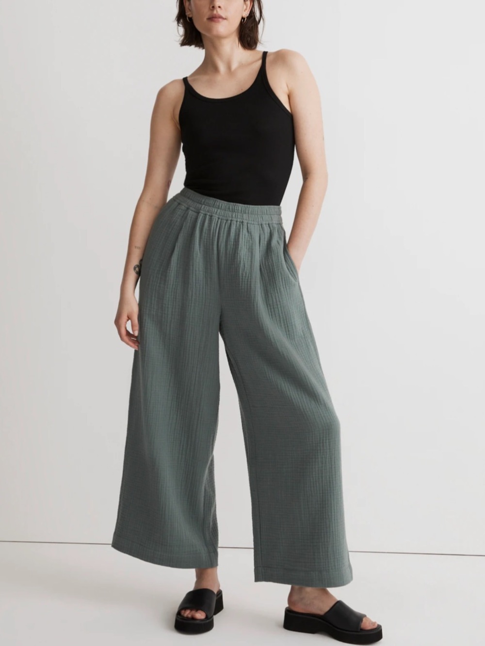 MADEWELL DOUBLE COTTON GAUZE LIGHTSPUN WIDE LEG PANTS XXL
